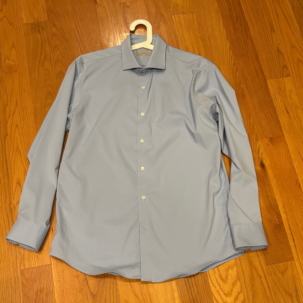 Perry Ellis portfolio tech slim fit Light Blue Dress Shirt